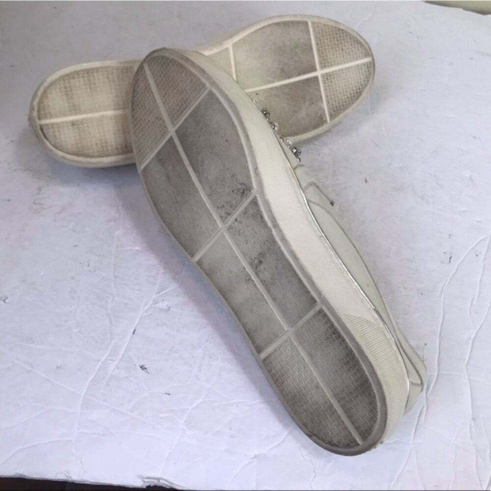 Stuart Weitzman Pearl Embellished Leather SlipOn Platform Sneakers Shoe Slides 7 - Picture 8 of 16